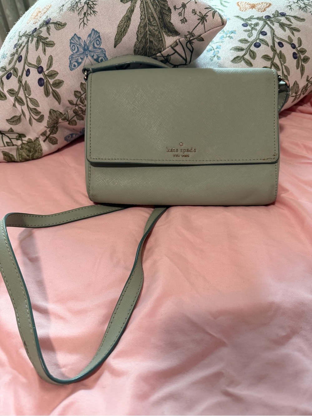 kate spade Sage Green Saffiano Crossbody Bag
